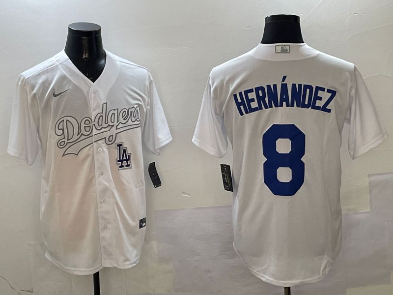 Men Los Angeles Dodgers #8 Hernandez White Fashion Edition Game 2025 Nike MLB Jersey style 11->los angeles dodgers->MLB Jersey